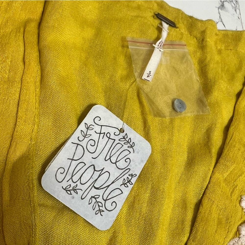 NWT Free People Love To Love You Dress yellow embroidered midi dress Sz S - Picture 11 of 11